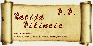 Matija Milinčić vizit kartica